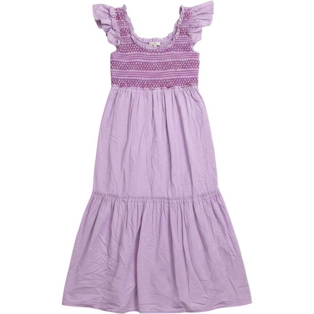 Tuckernuck Mallie Dress Lilac Purple Smocked Ruffle Sleeve Tiered Maxi Women S